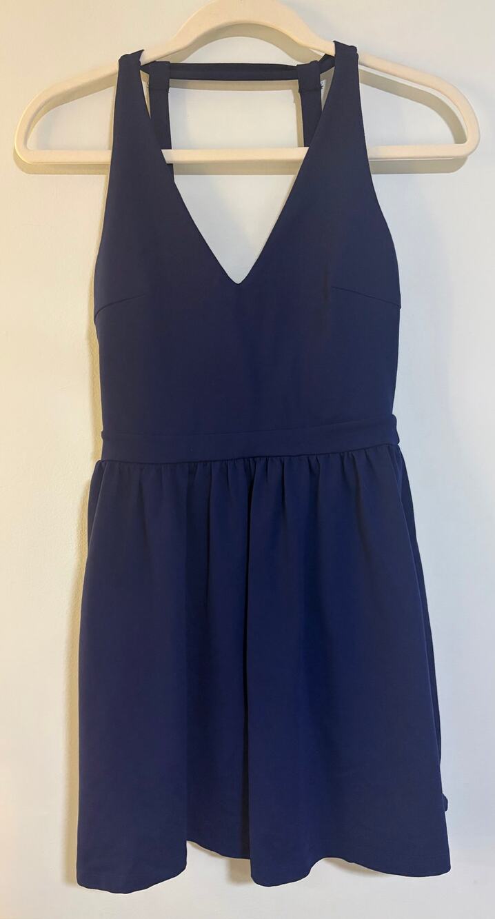 Susana Monaco Navy Blue Halter Fit & Flare Mini Dress Cocktail